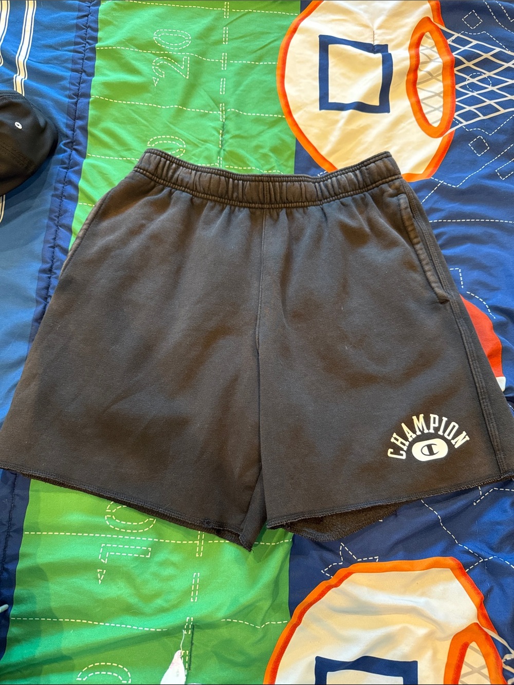 Champion Black Men’s Athletic Shorts with White Logo